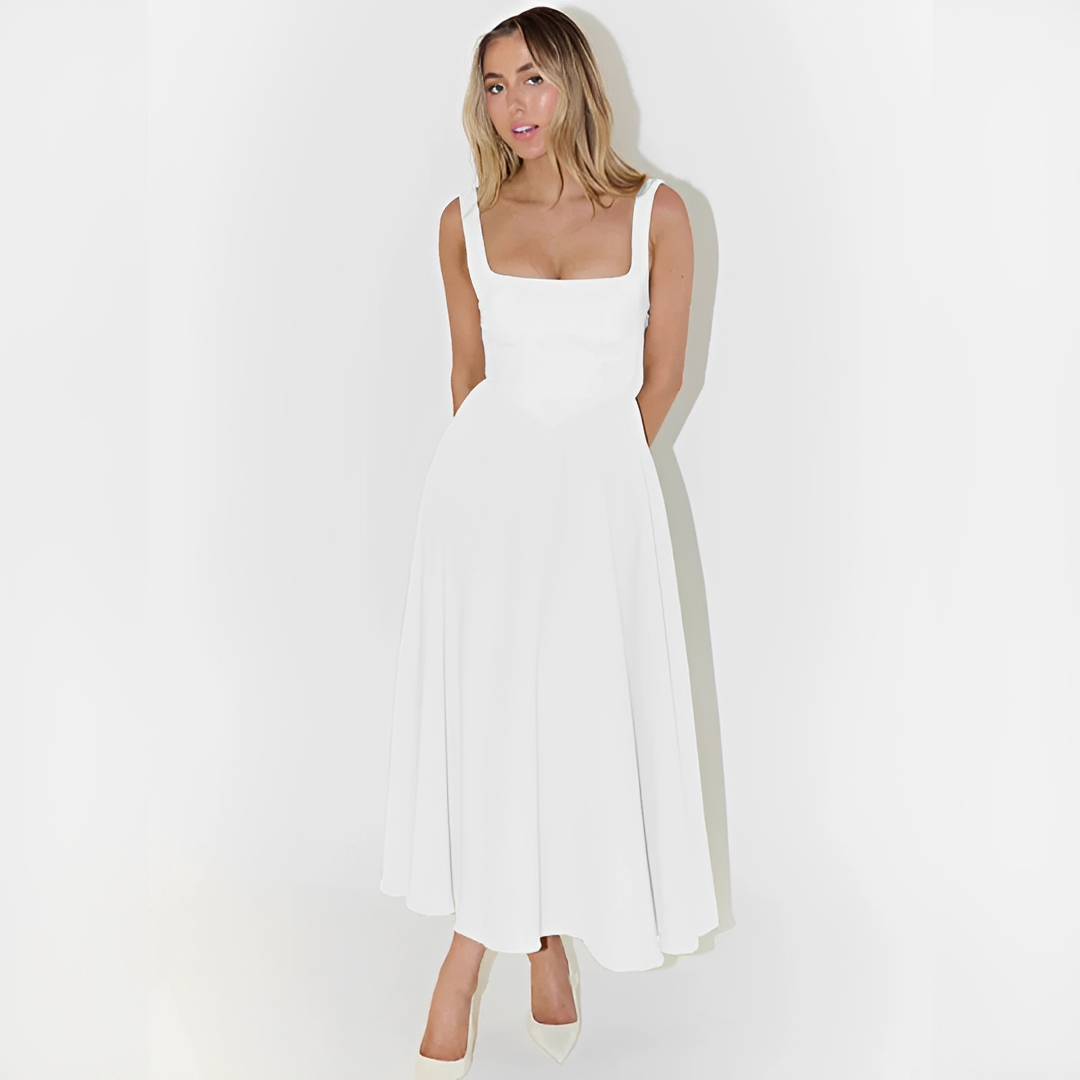 Fioren - Schickes Midikleid mit Rechteckigem Ausschnitt