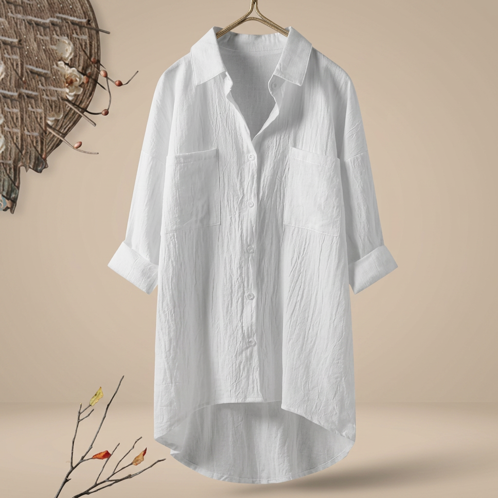 Jacient - Weit geschnittenes Button-Down-Oberteil