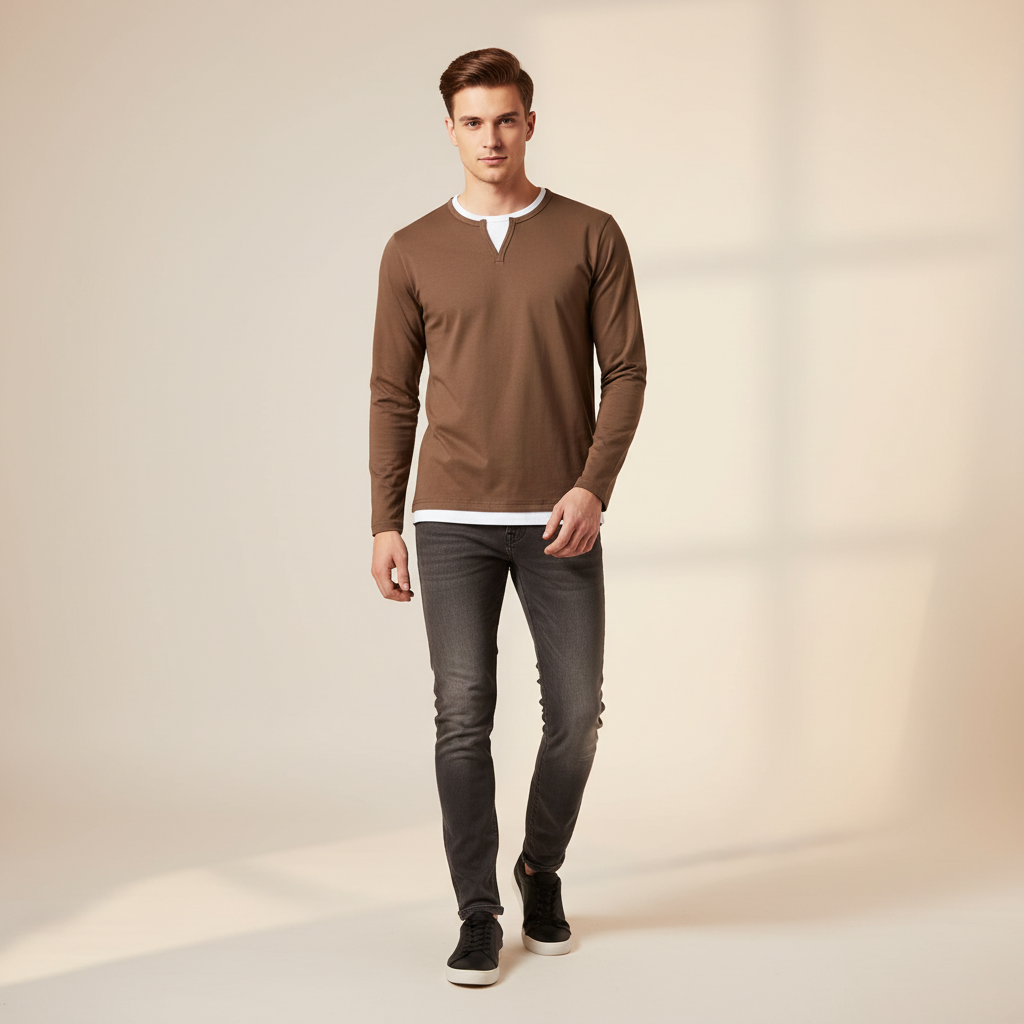Daryl - Elegantes Langarmshirt mit V-Ausschnitt