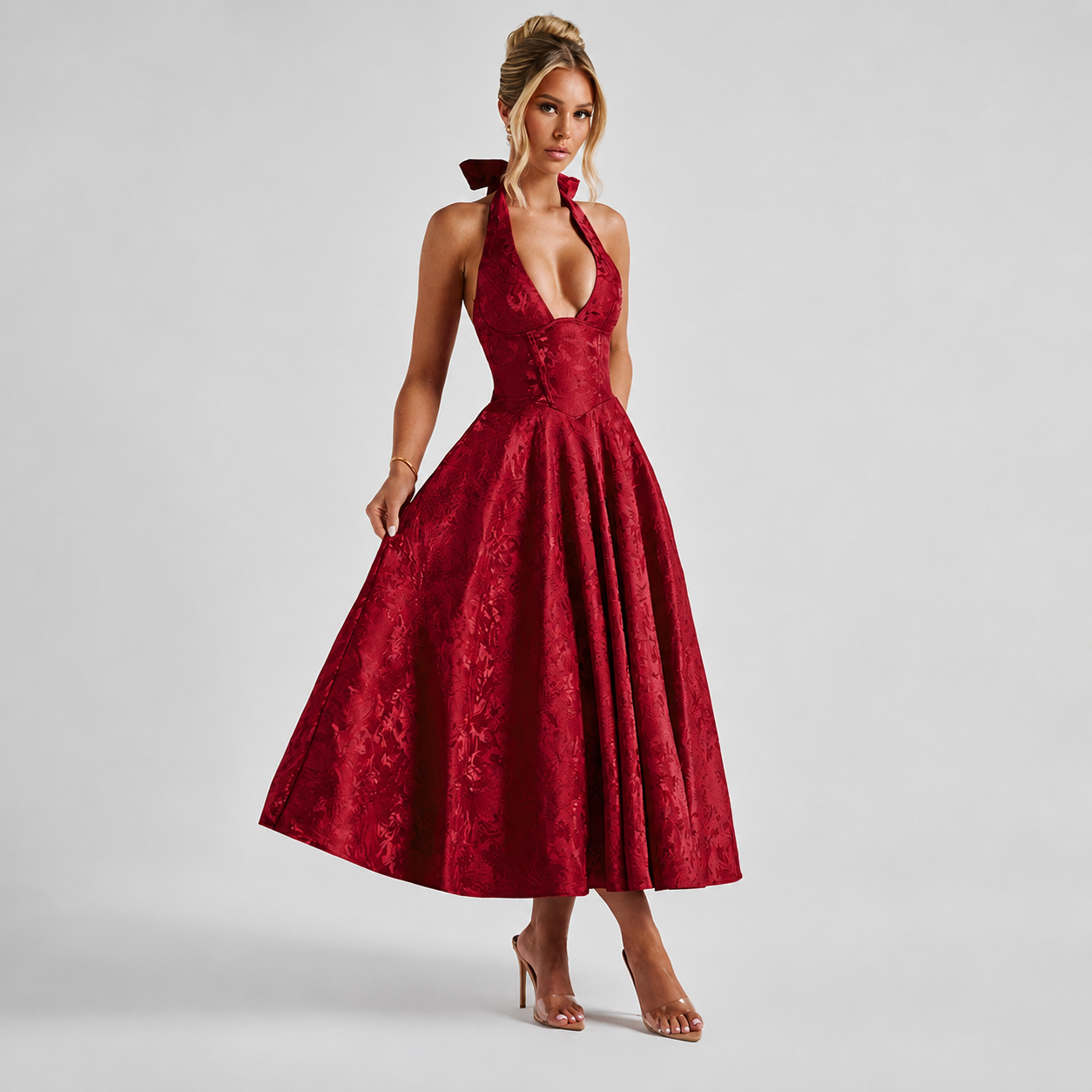 Dahlia - Elegant ärmelloses Kleid mit V-Ausschnitt und Neckholder