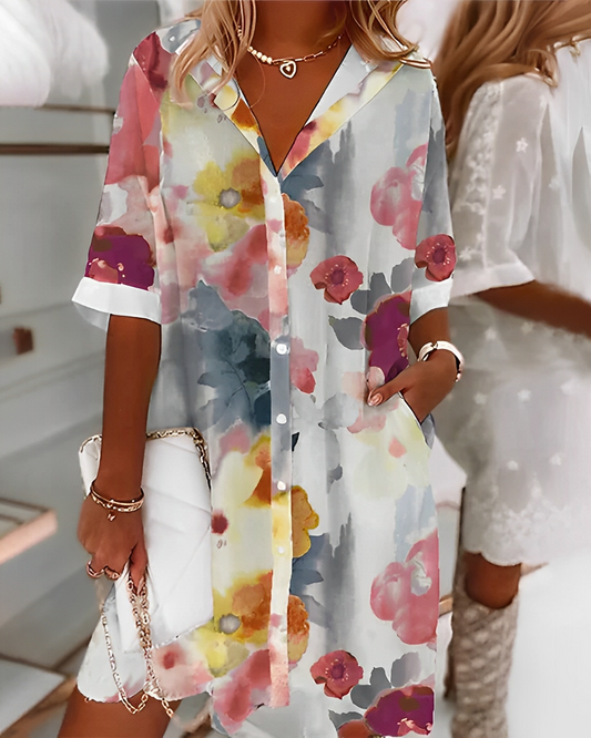 Alivia - Lockeres Damen-Hemdkleid mit Print