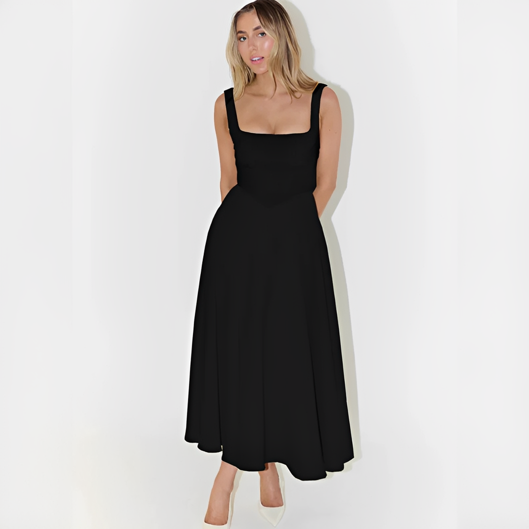 Fioren - Schickes Midikleid mit Rechteckigem Ausschnitt