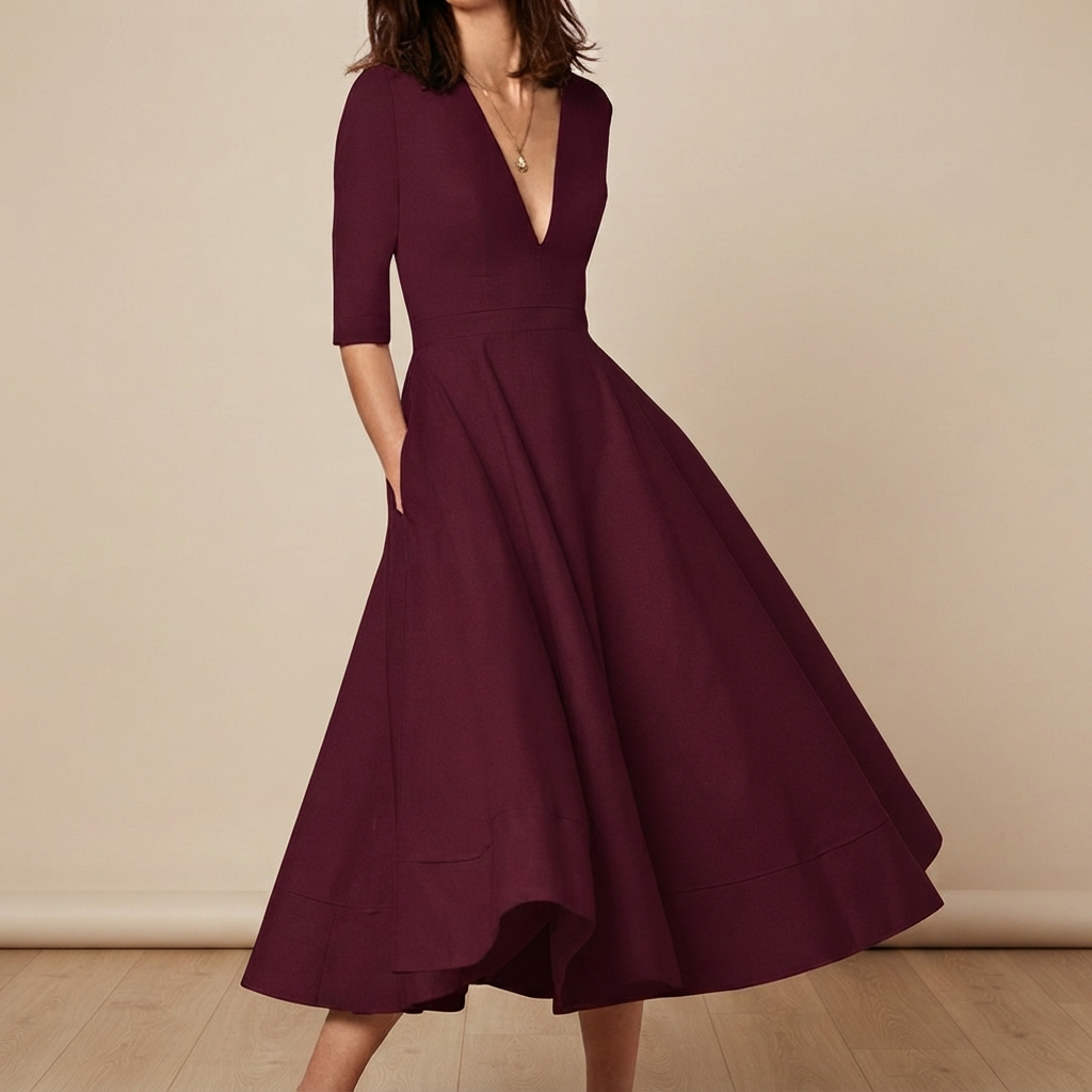 Debbie - Elegantes V-Ausschnitt-Kleid