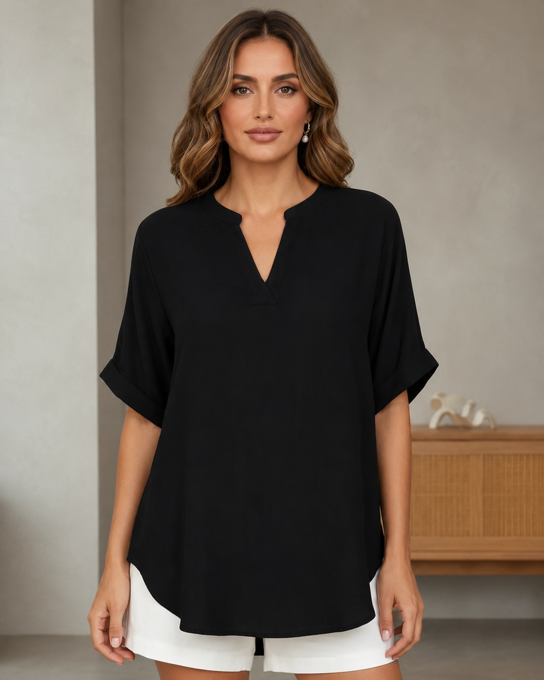 Taylor - Locker geschnittene Bluse mit V-Ausschnitt