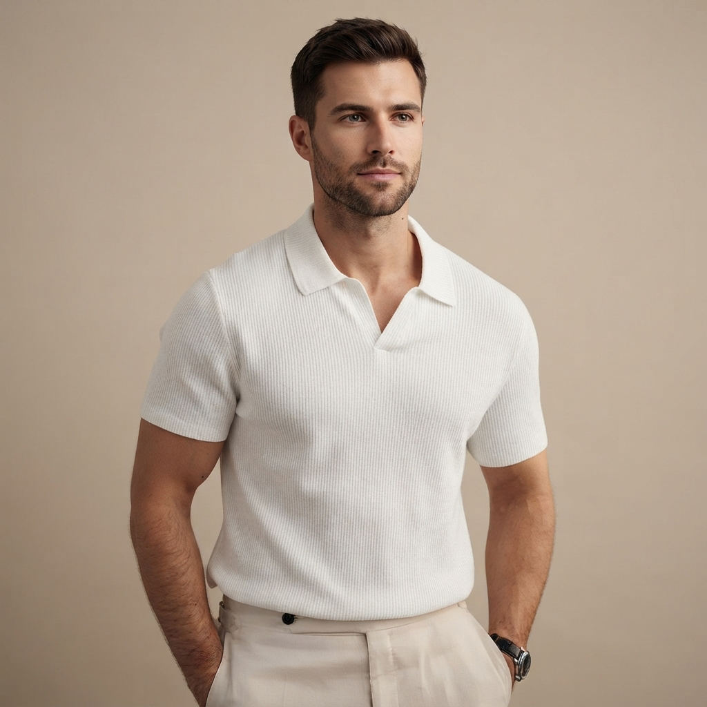 Kenzie - Weit geschnittenes Waffel-Poloshirt