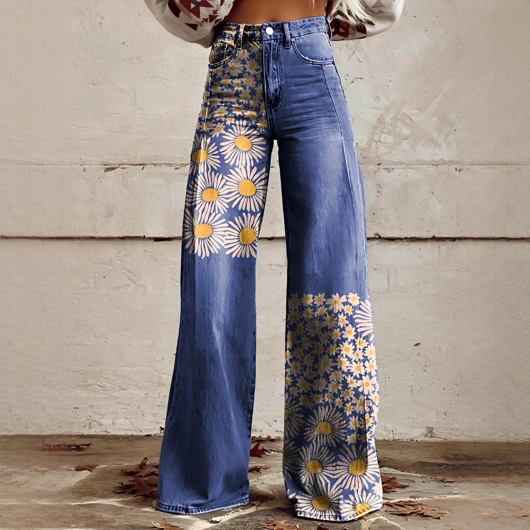 Shelley - Bequeme Weitgeschnittene Bedruckte Jeans