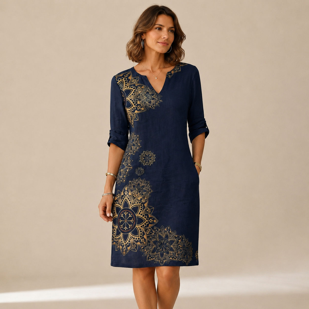 Ninna - Stilvolles und figurbetontes V-Ausschnitt-Kleid