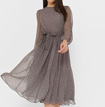 Tessa - Elegantes langärmeliges Kleid mit Punkten
