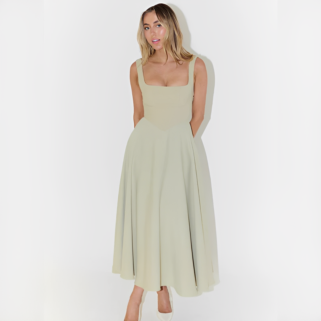 Fioren - Schickes Midikleid mit Rechteckigem Ausschnitt