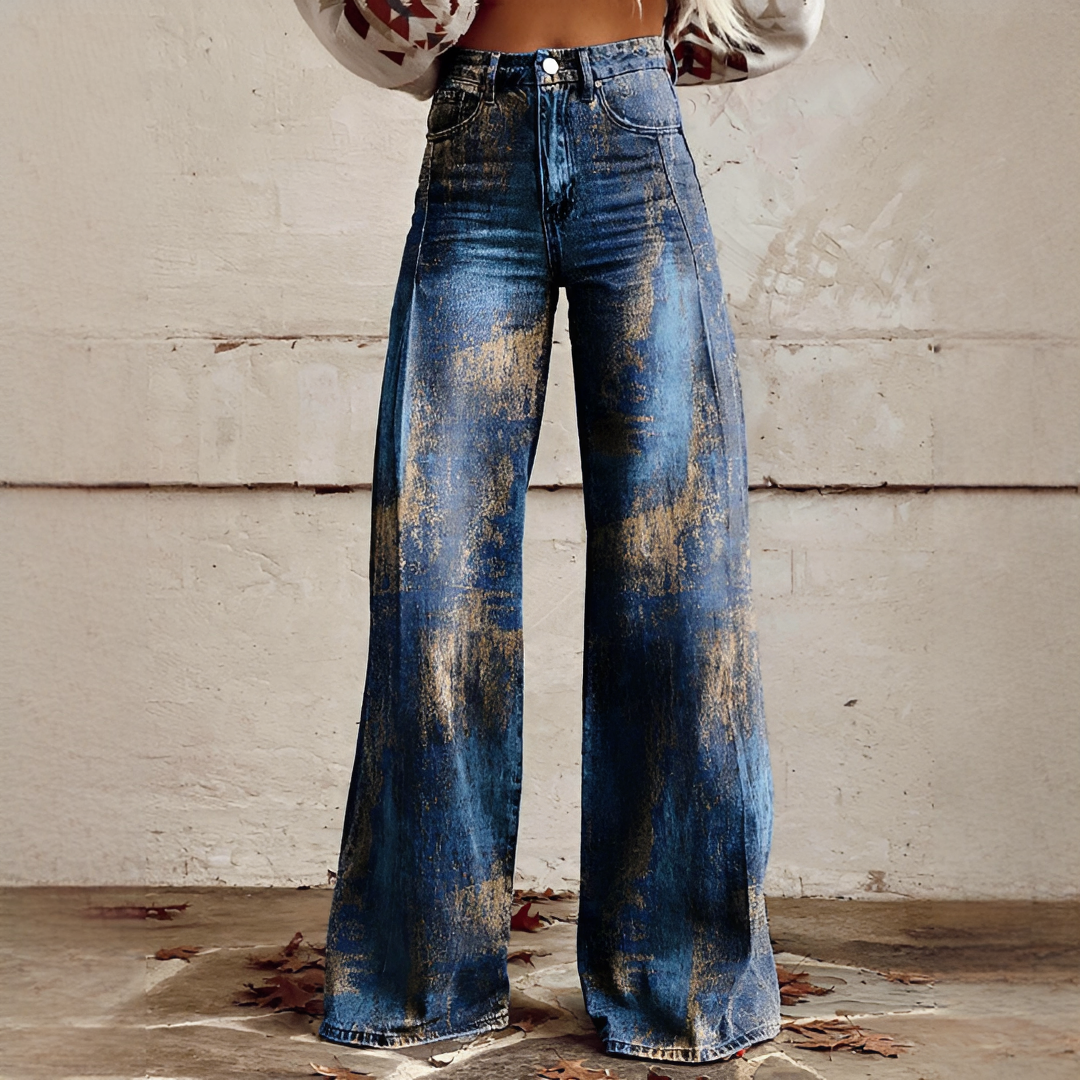 Shelley - Bequeme Weitgeschnittene Bedruckte Jeans