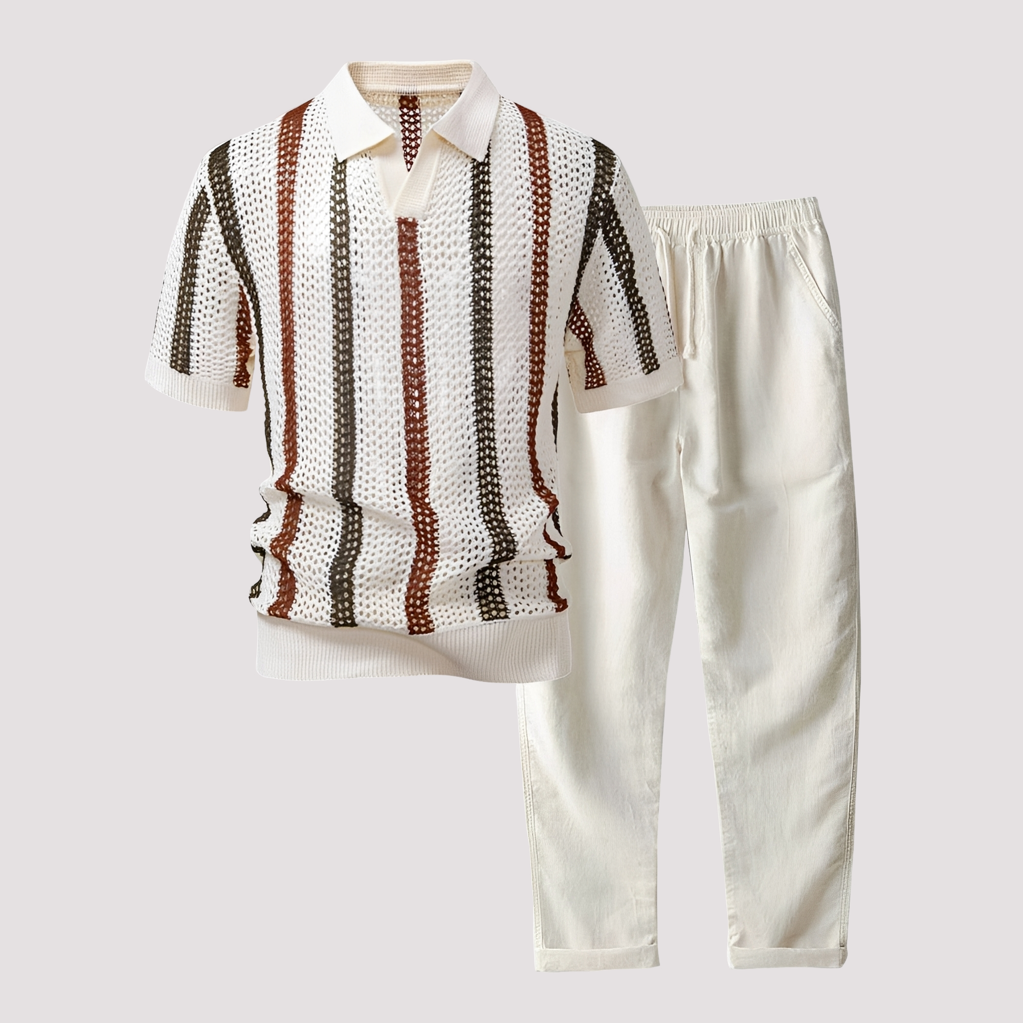 Richards - Komfortables Streifen-Polo mit Hosen-Set