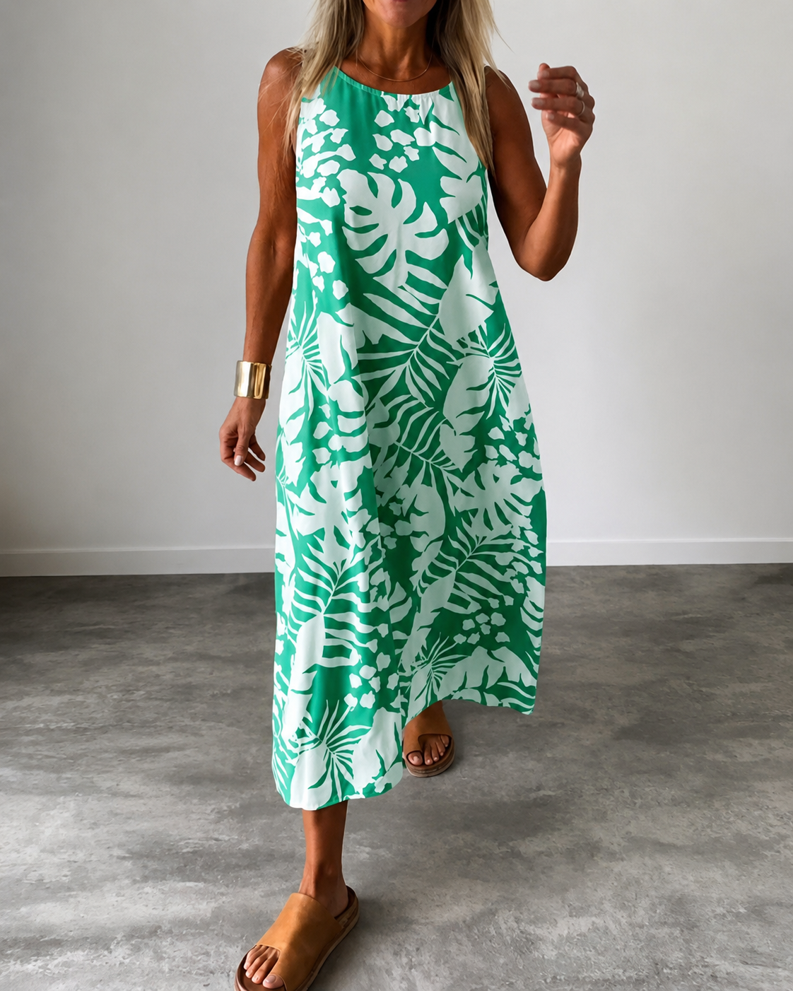 Arianna - Weites ärmelloses Kleid mit Muster