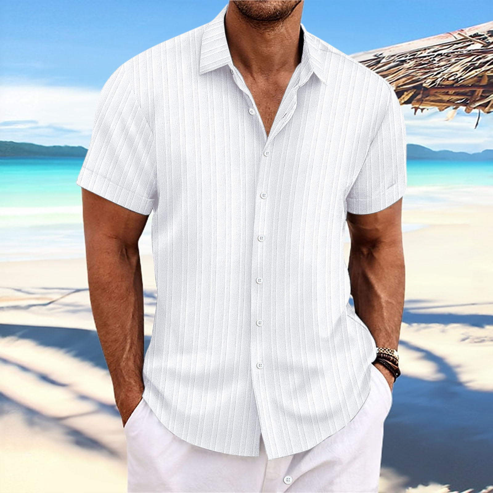 Deryck - Herren Sommerhemd mit Streifen