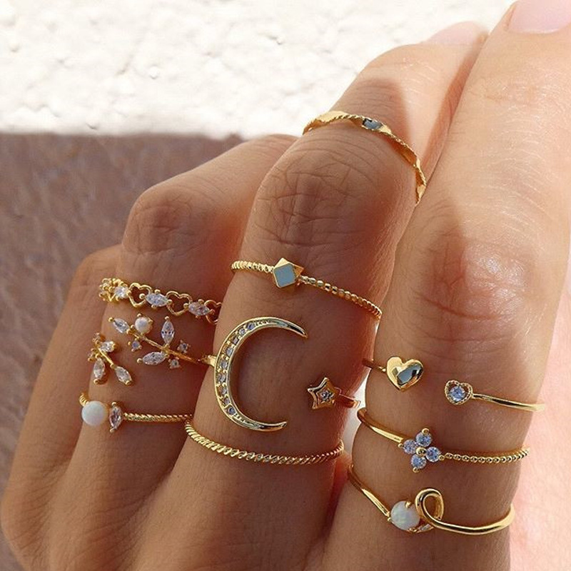 Ring-Set Mond und Stern - 10 Teile