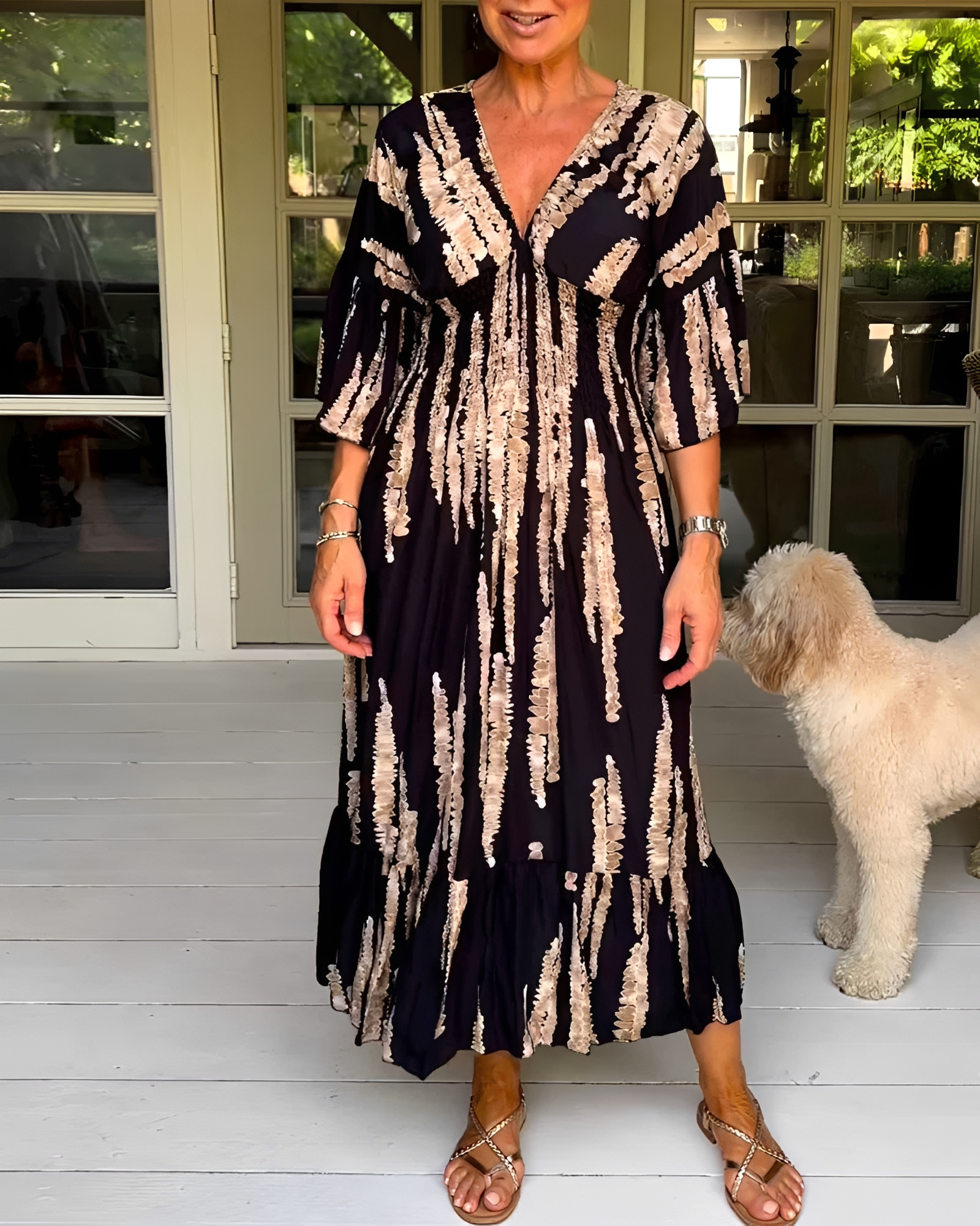 Esperanza - Schickes Midikleid mit V-Ausschnitt