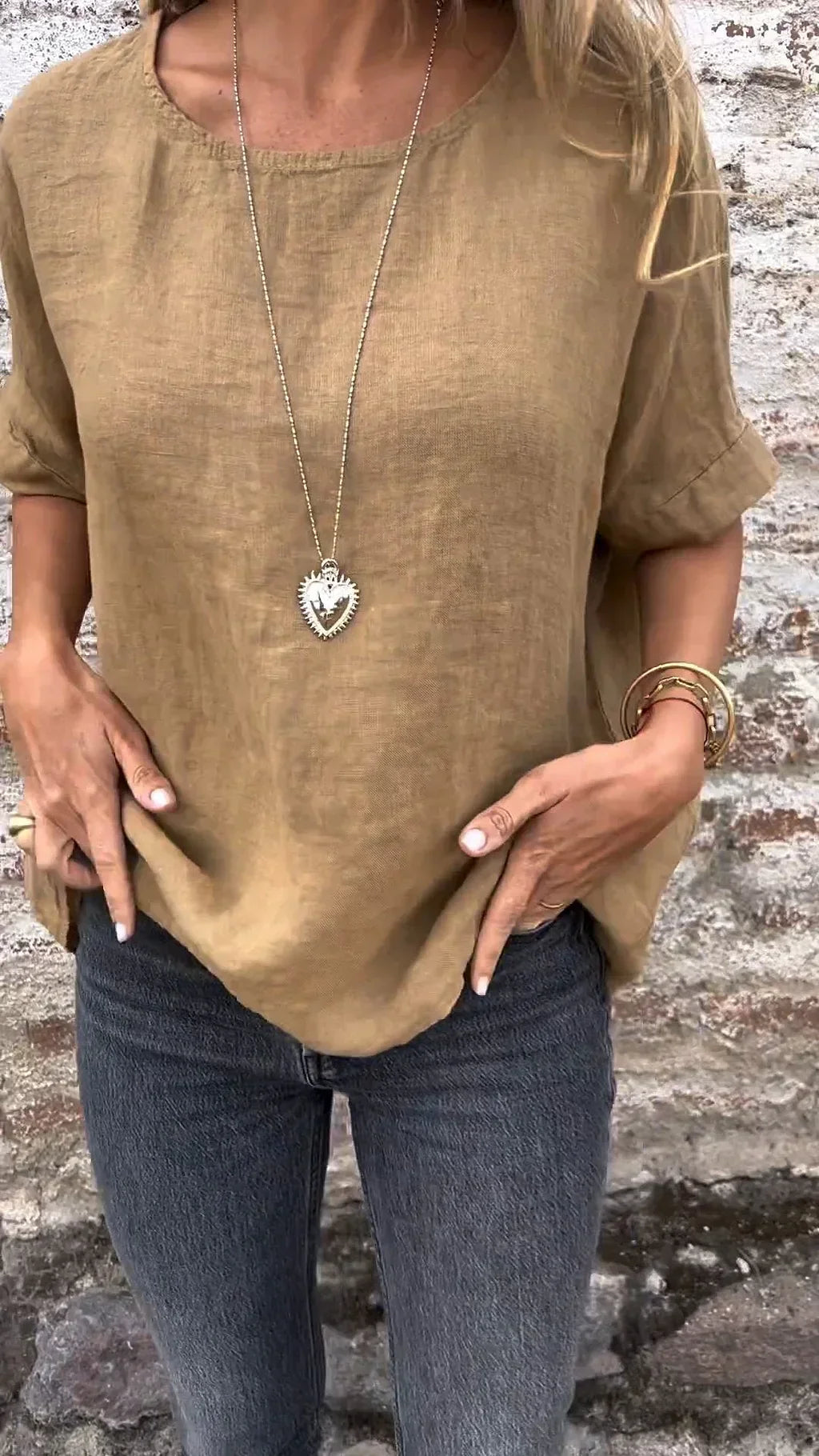 Julia - Bluse mit halblangen, lockeren Ärmeln