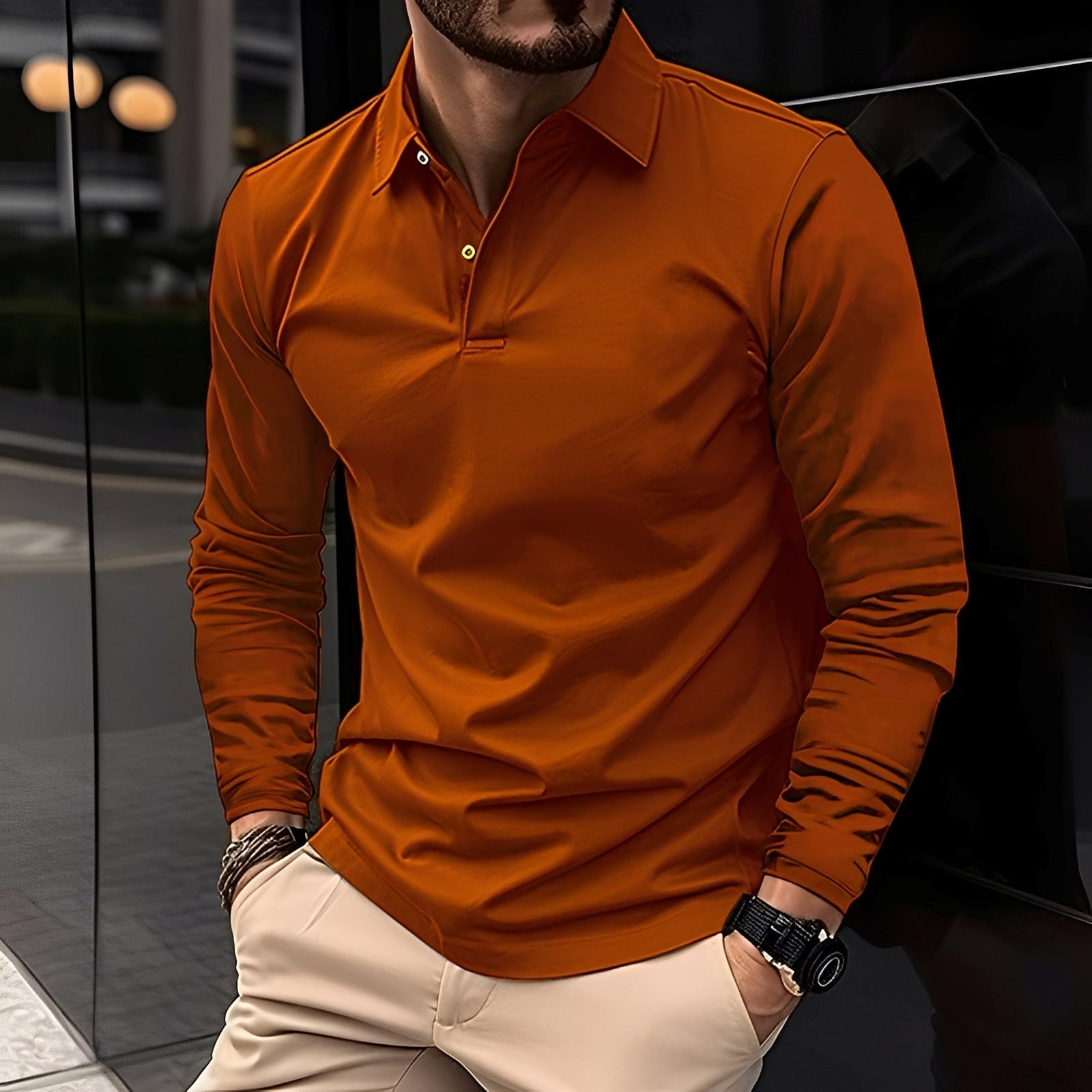 Deacon - Komfortables Langarm-Poloshirt für Männer