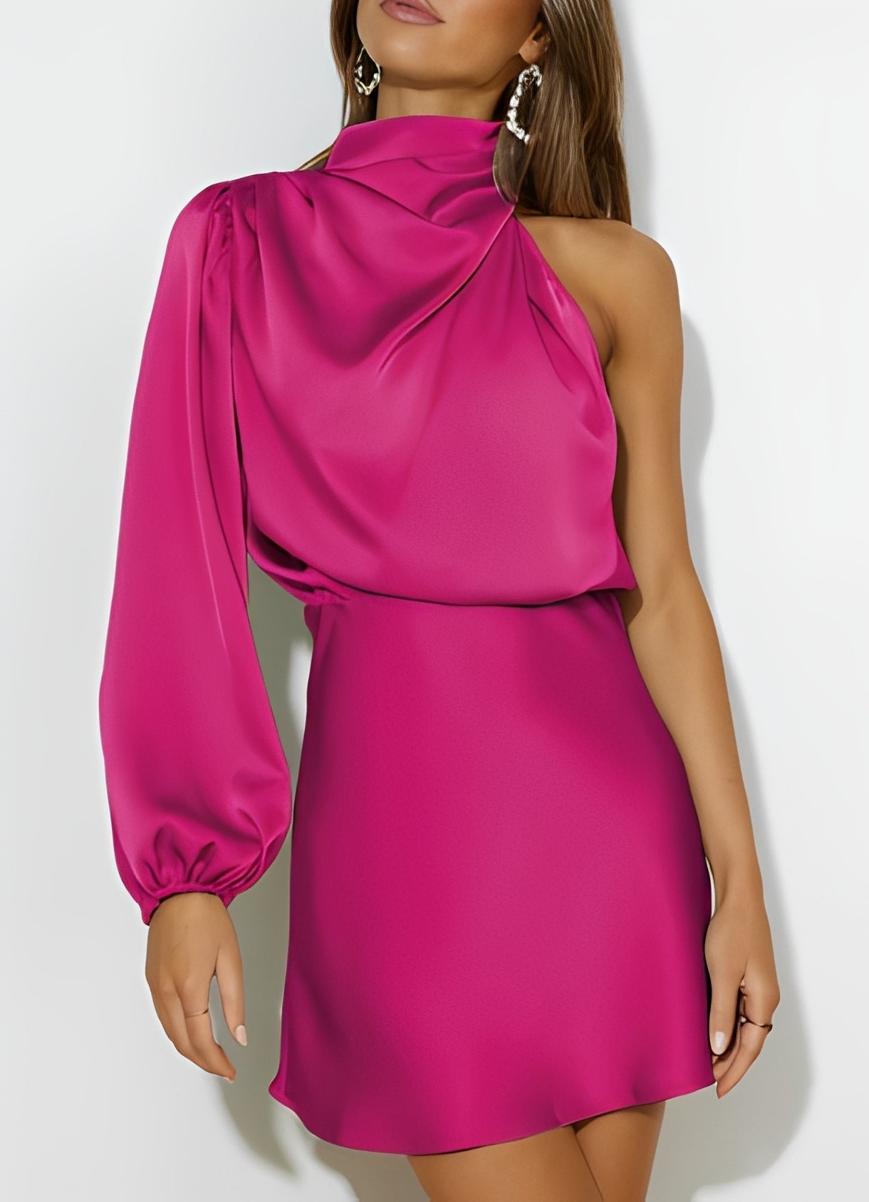Sammy - Elegantes One-Shoulder-Langarmkleid