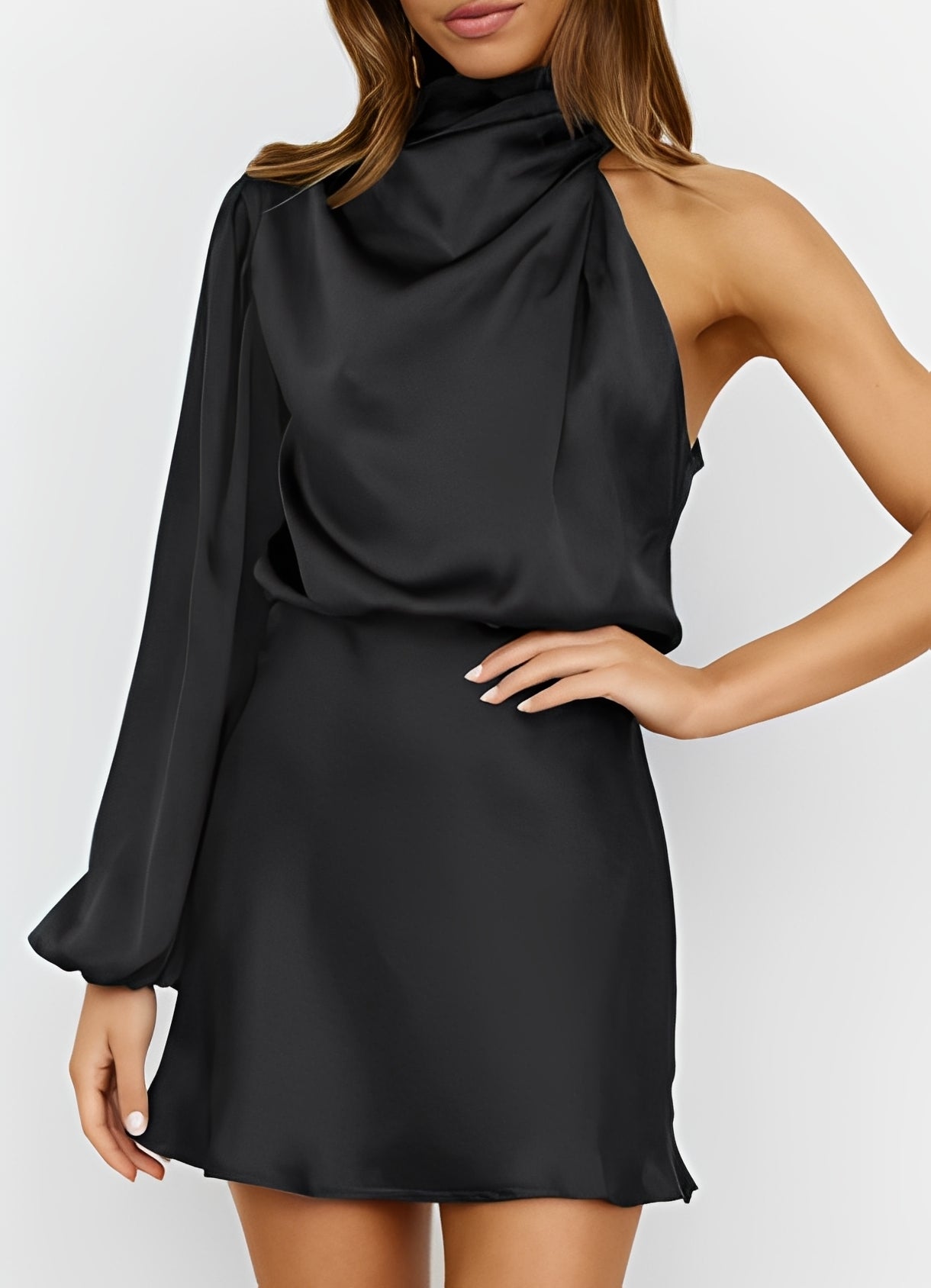Sammy - Elegantes One-Shoulder-Langarmkleid