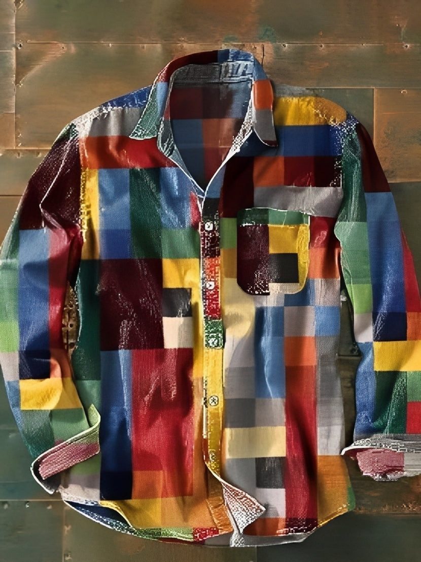 Charles – Herren-Langarmhemd – Retro und bunt