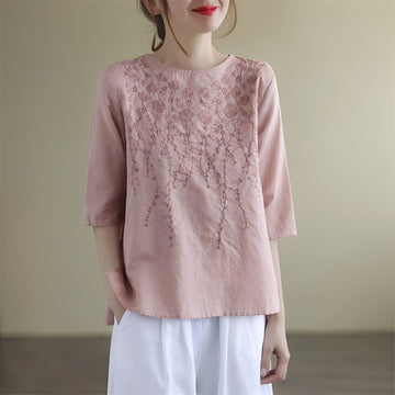 Amelia - Elegante bestickte Kurzarm-Blusen für Damen