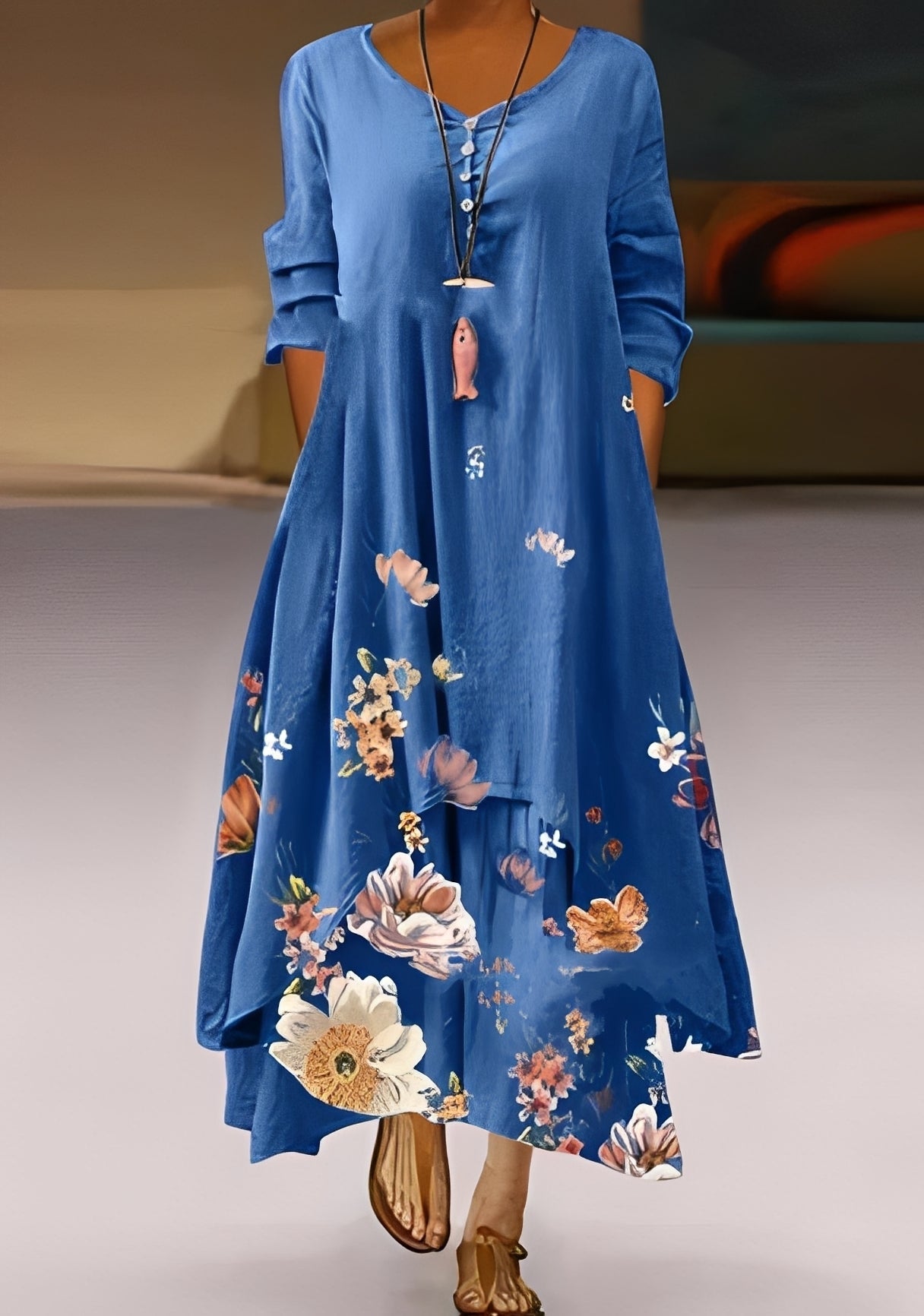 Belle - Elegantes, locker geschnittenes Damenkleid mit Muster