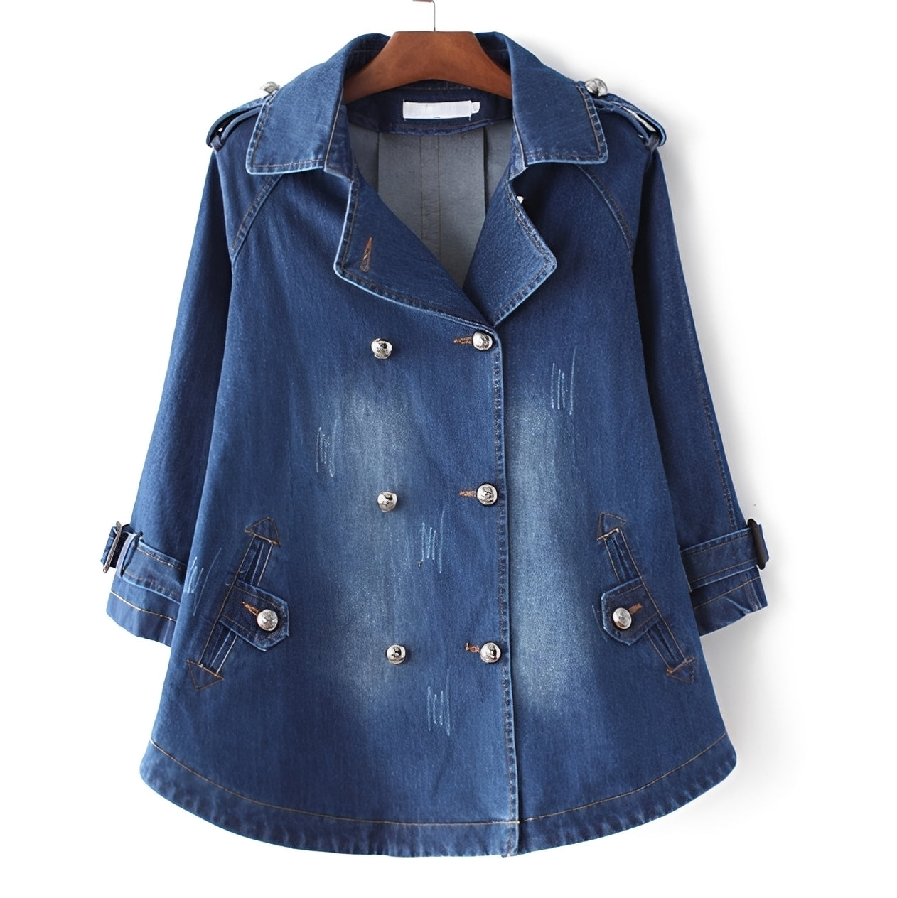 Faye - Eleganter Denim-Cape-Mantel