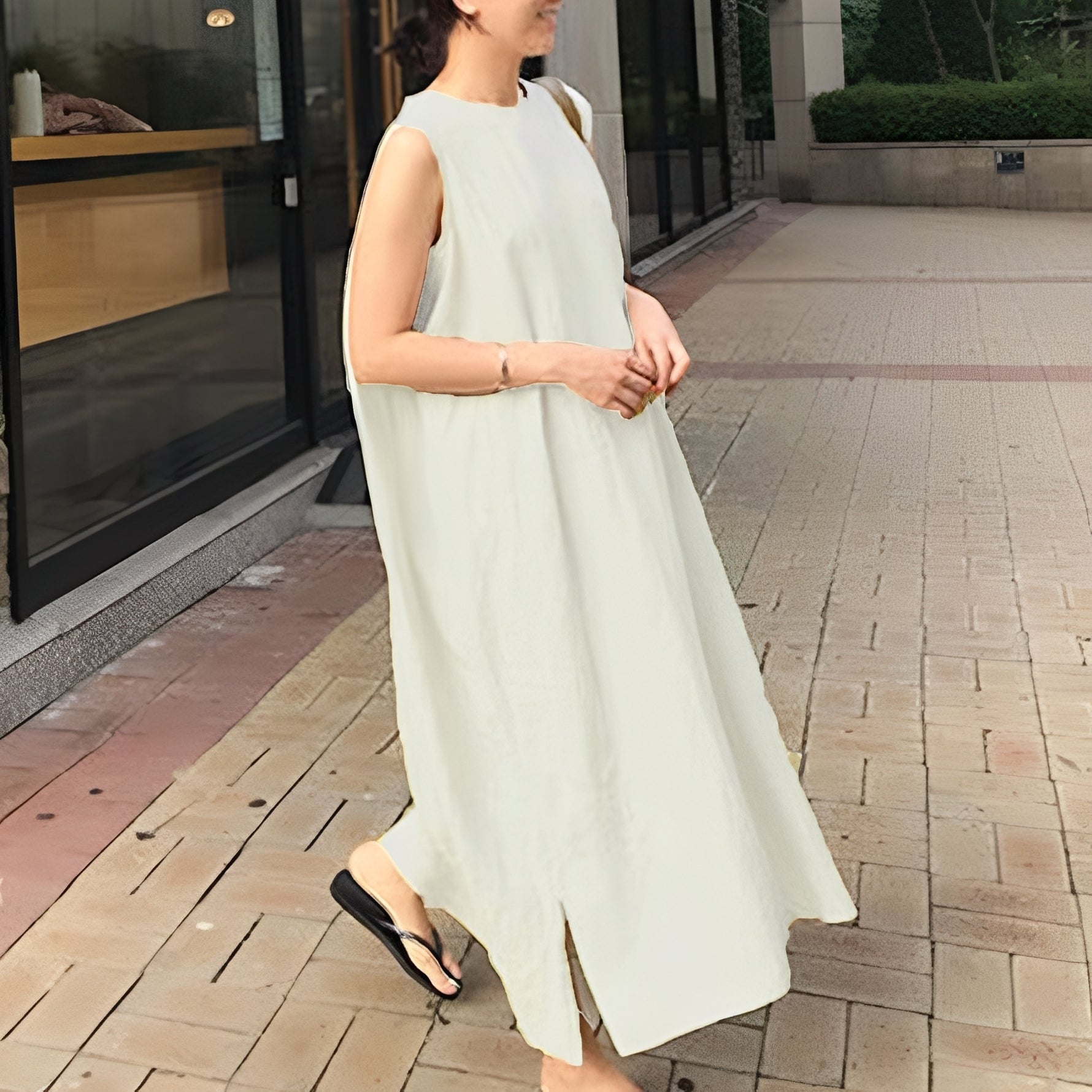 Carly - Entspanntes, ärmelloses Plisseekleid für Damen