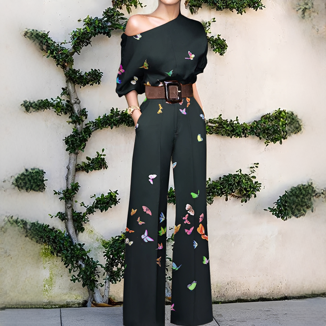 Chandrine - Damen-Einteiler mit asymmetrischem Schnitt und weitem Bein