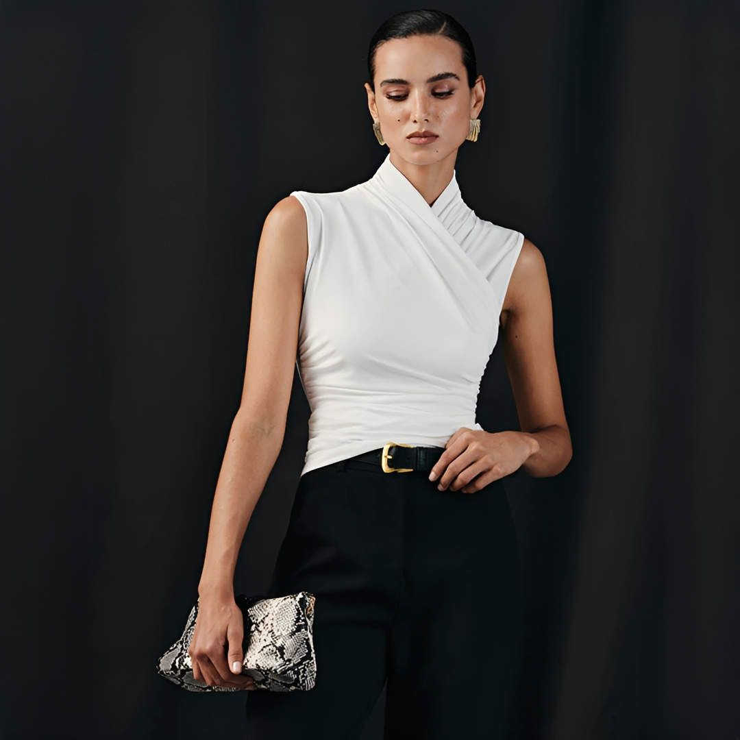 Mireya - Elegantes Top mit Kreuzkragen