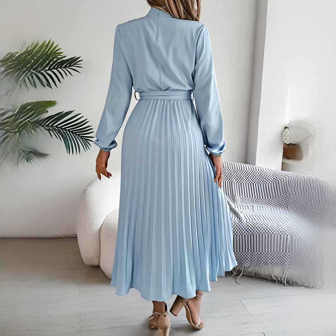 Jessy - Damenkleid mit langen, plissierten Ärmeln