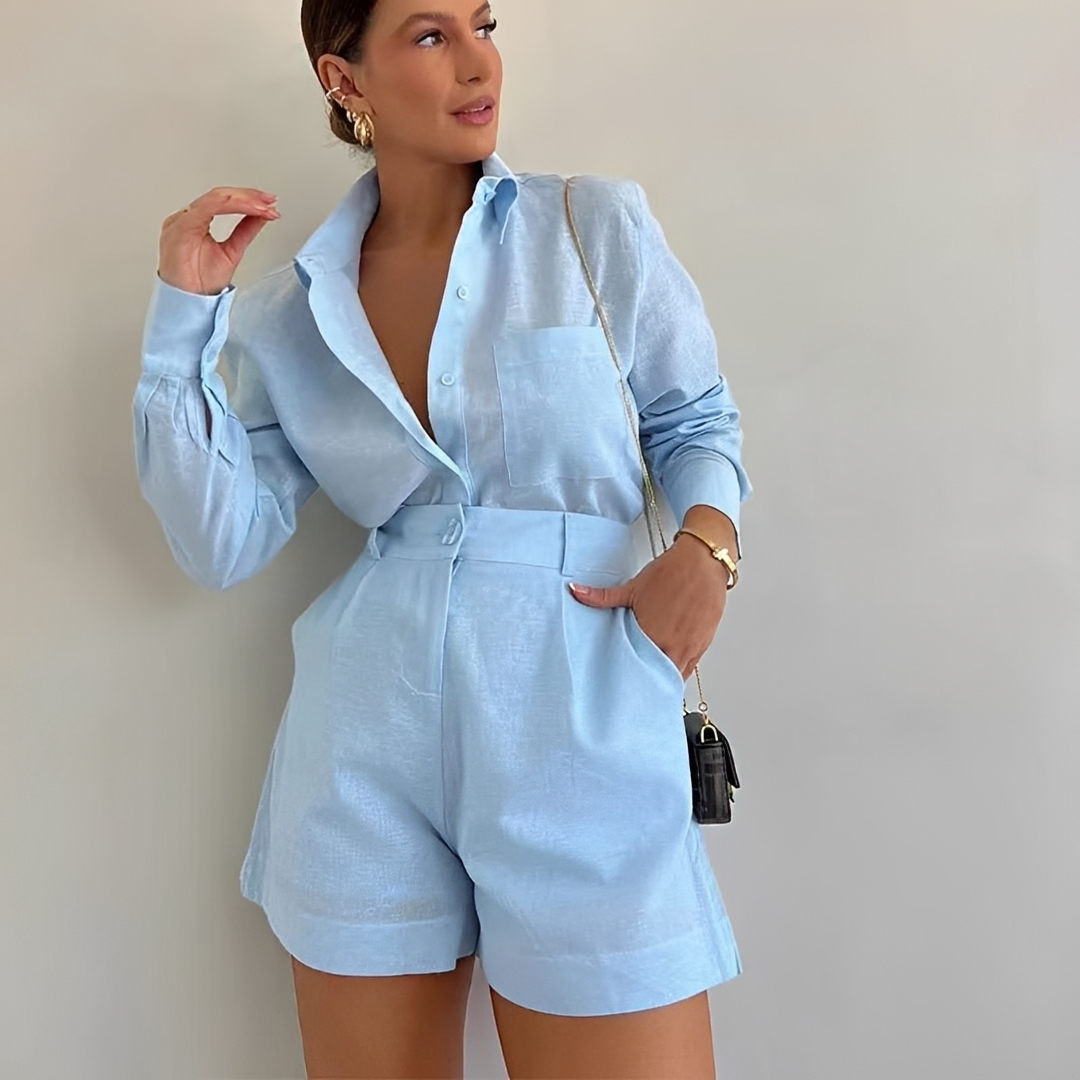 Yasin - Set mit langärmligem Oberteil und weiten Shorts