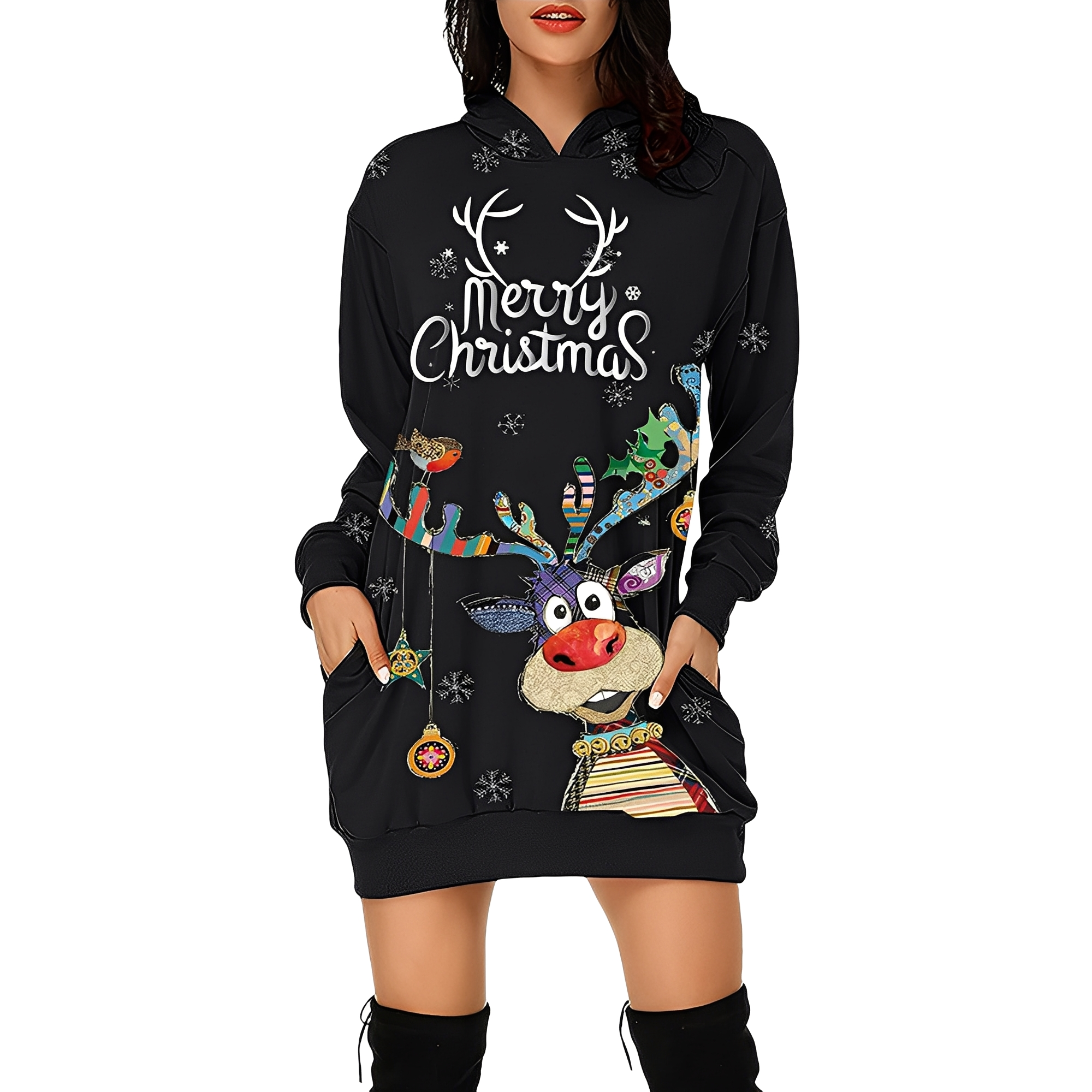 Georgia - Stilvolles Weihnachtskapuzenkleid für Damen