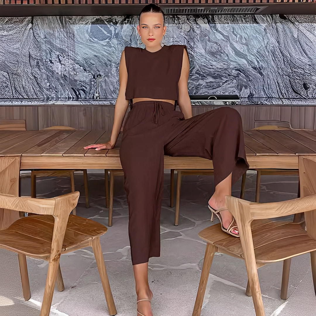 Meavel - Stilvolles Set aus weiten Hosen und Top