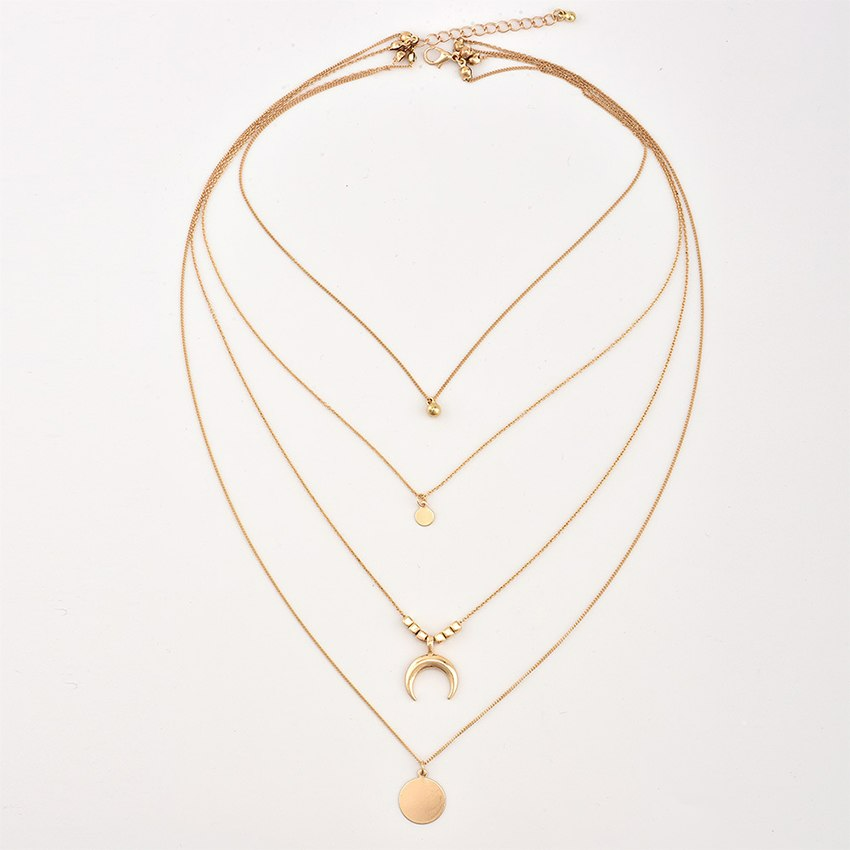 Boho-Halskette mit geschichtetem Monddesign