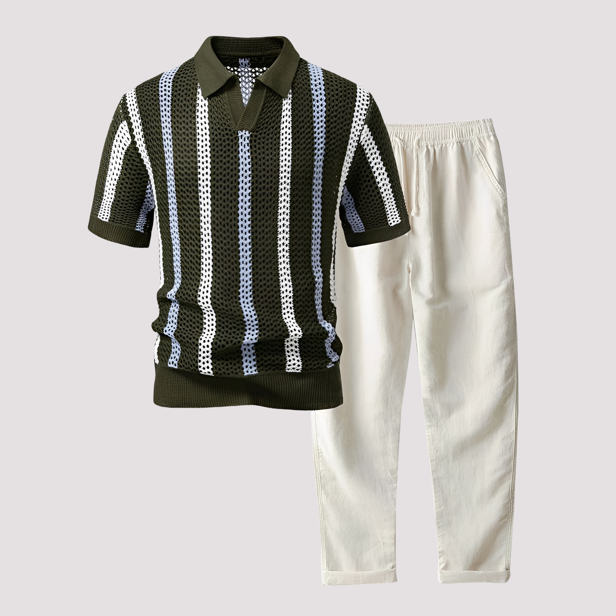 Richards - Komfortables Streifen-Polo mit Hosen-Set