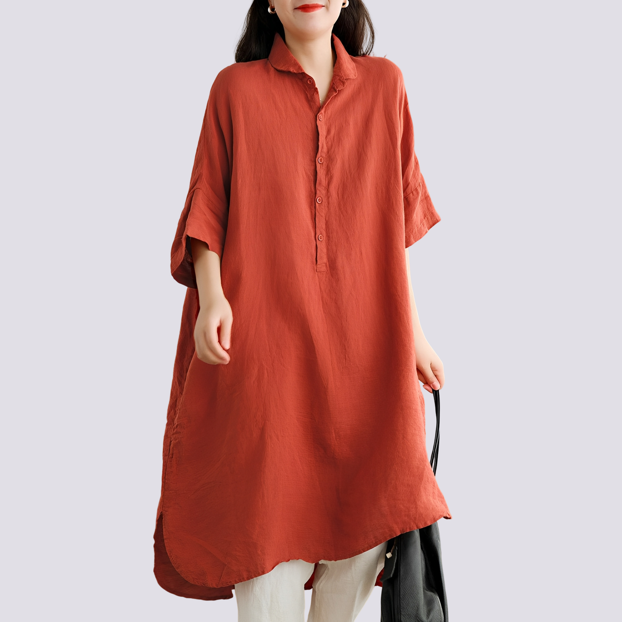 Deborah - Komfortables, locker geschnittenes Damen-Hemdkleid