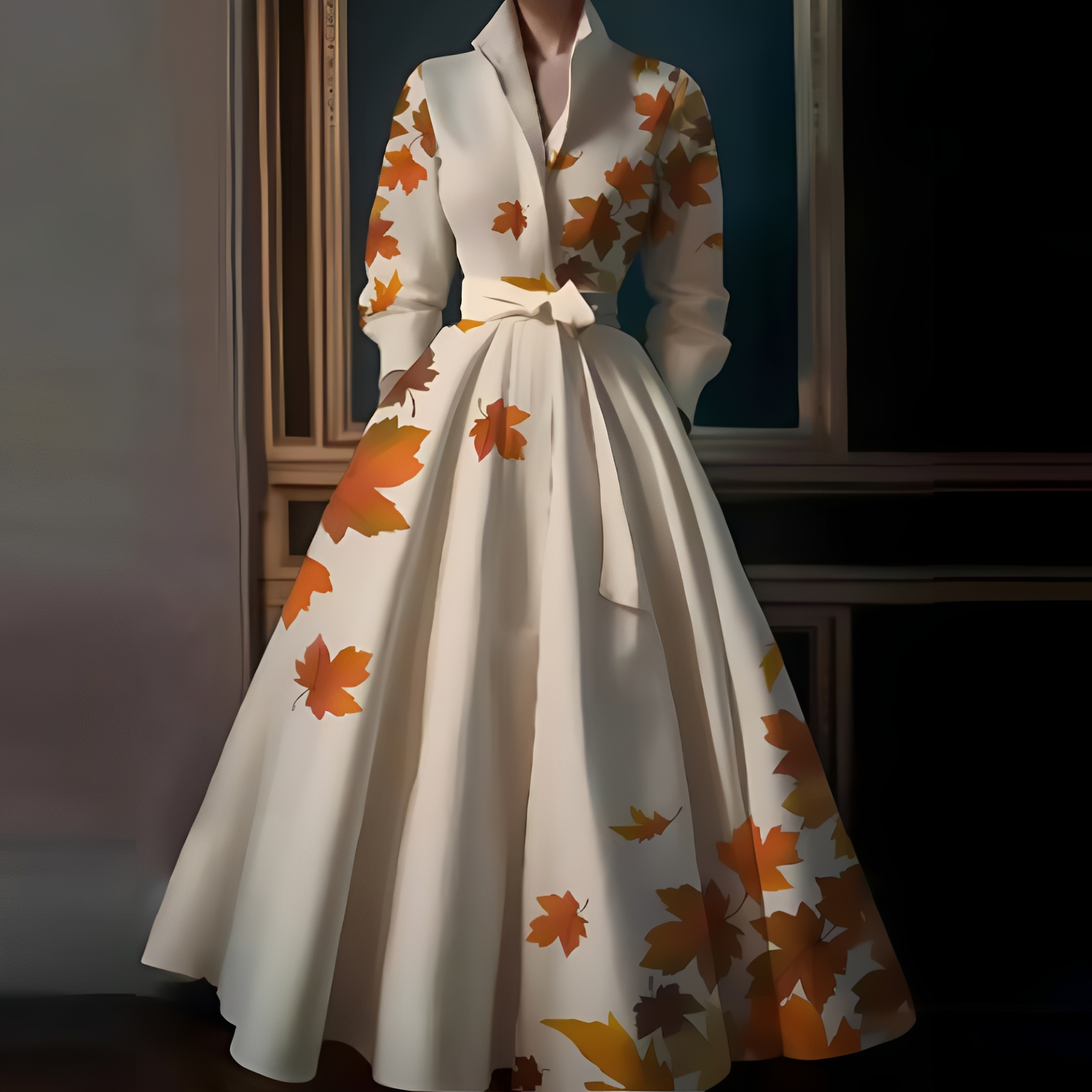 Megan - Stilvolles langes Damenkleid mit Taillengürtel