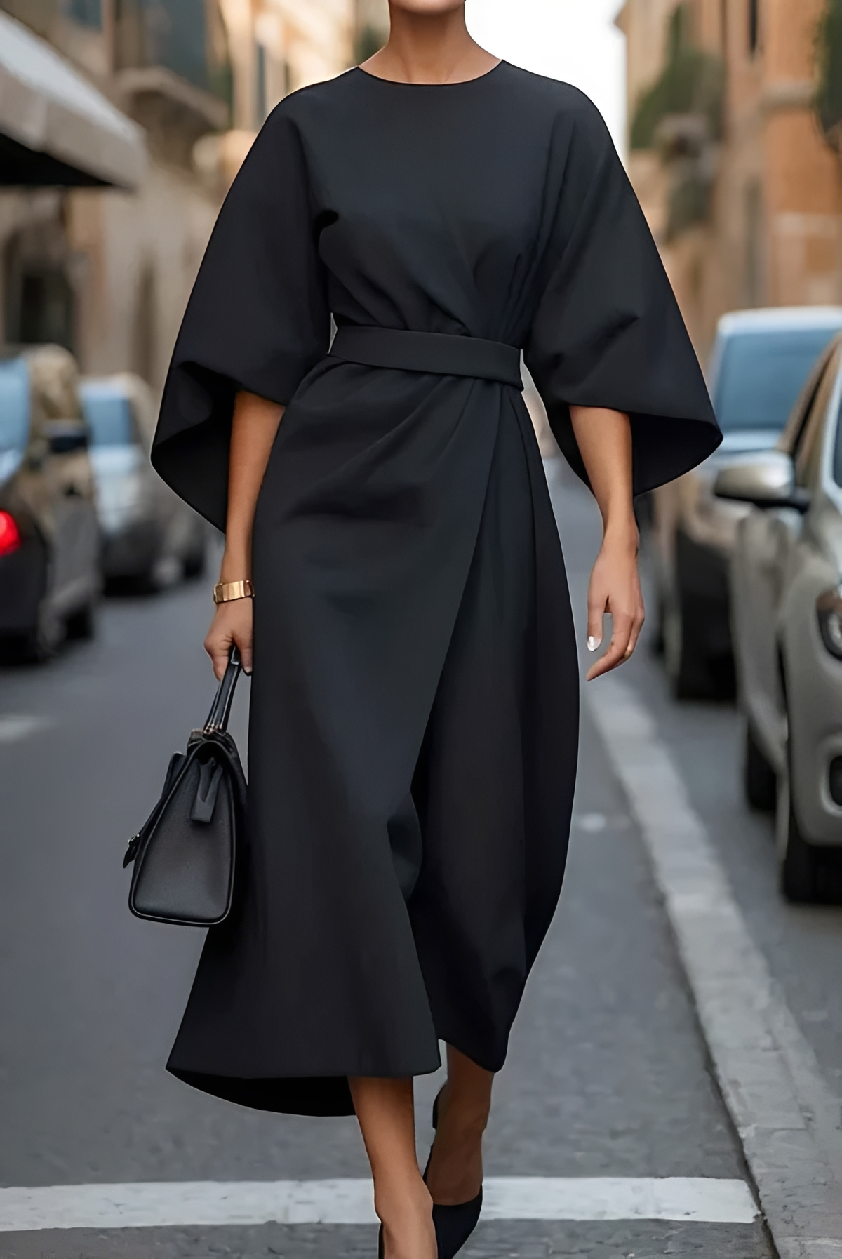 Vera - Elegantes Midikleid mit Gürtel