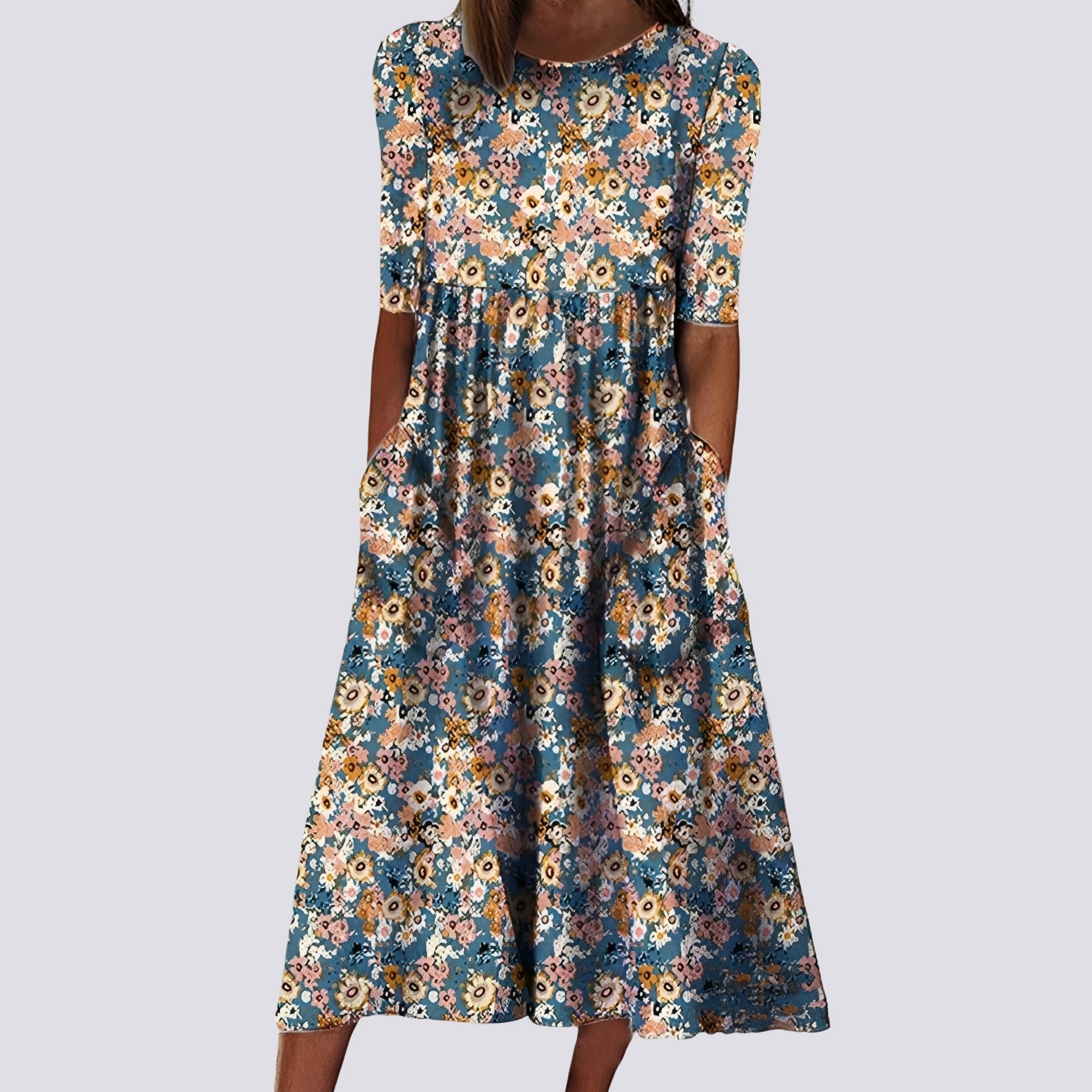 Lucie - Anmutiges langes Blumen-Kleid
