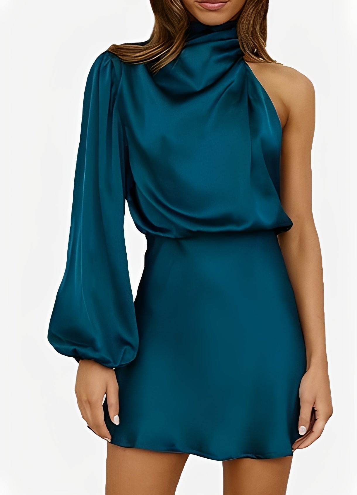 Sammy - Elegantes One-Shoulder-Langarmkleid