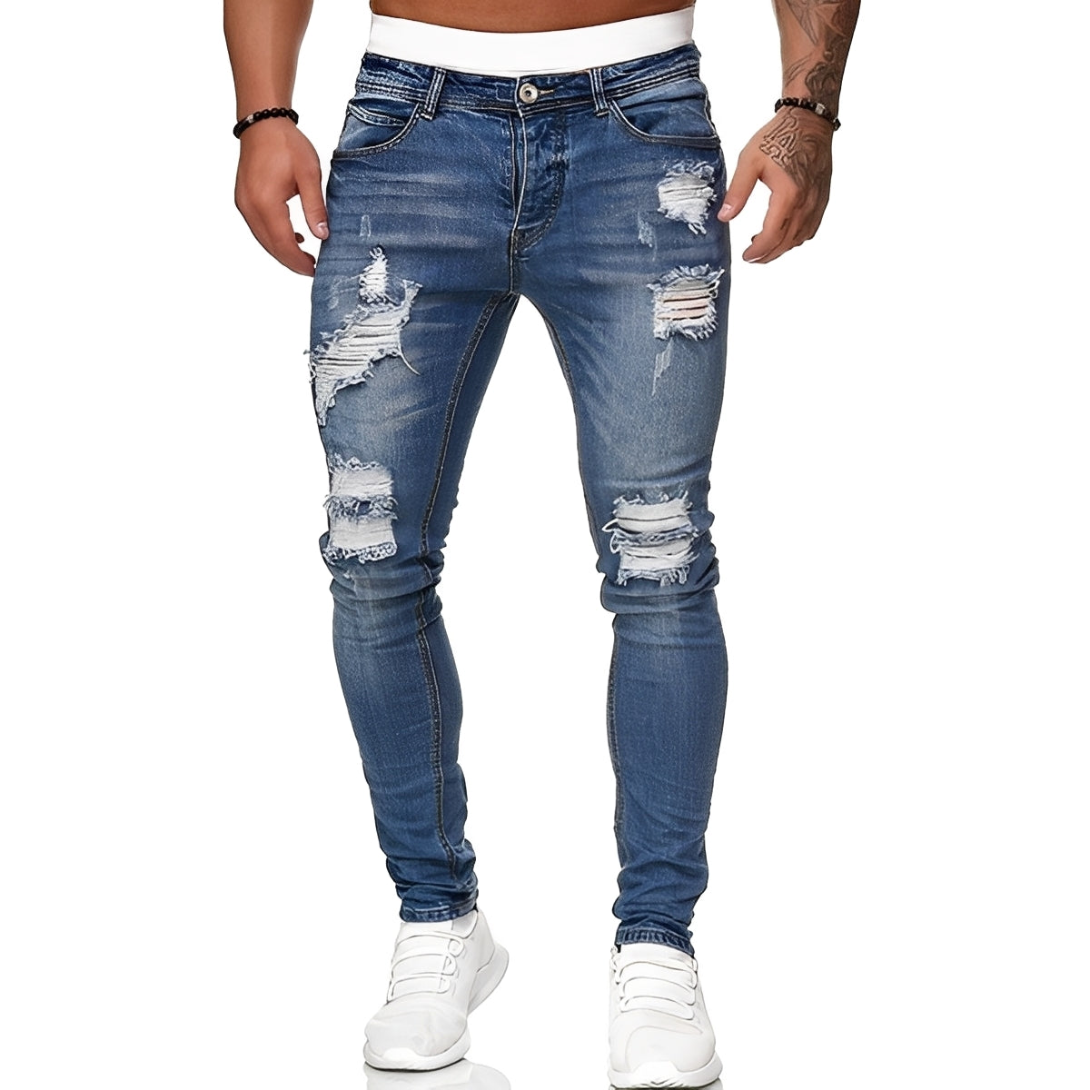 Annie - Herren-Skinny-Jeans mit lässigen Rissen