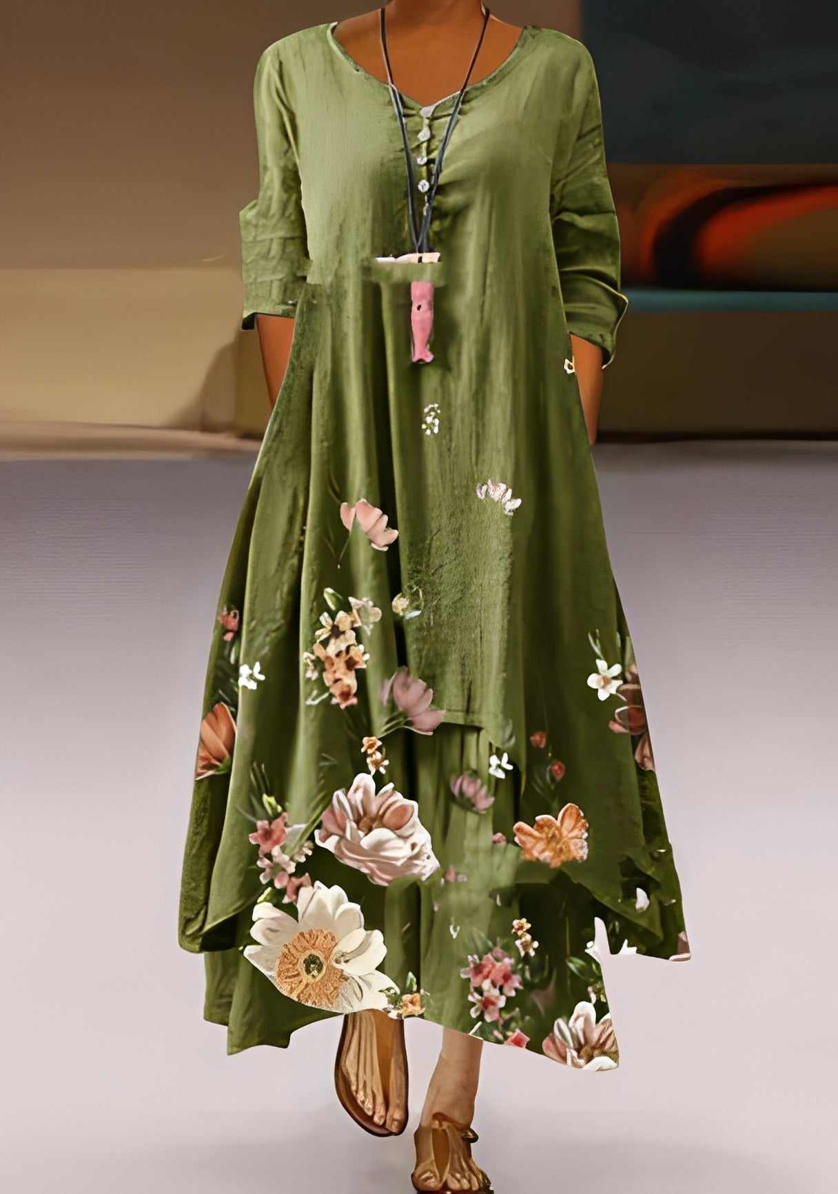 Belle - Elegantes, locker geschnittenes Damenkleid mit Muster