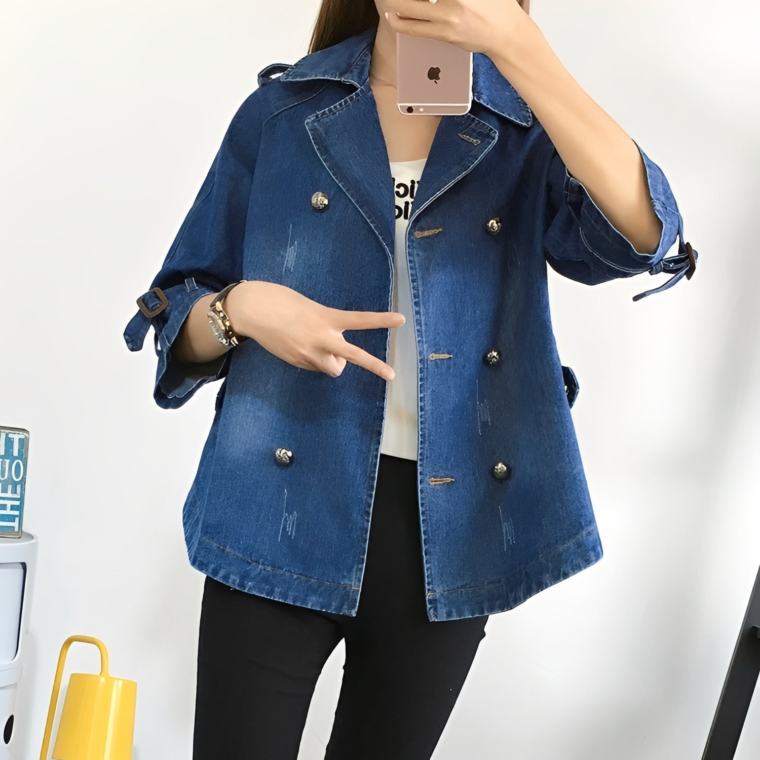Faye - Eleganter Denim-Cape-Mantel