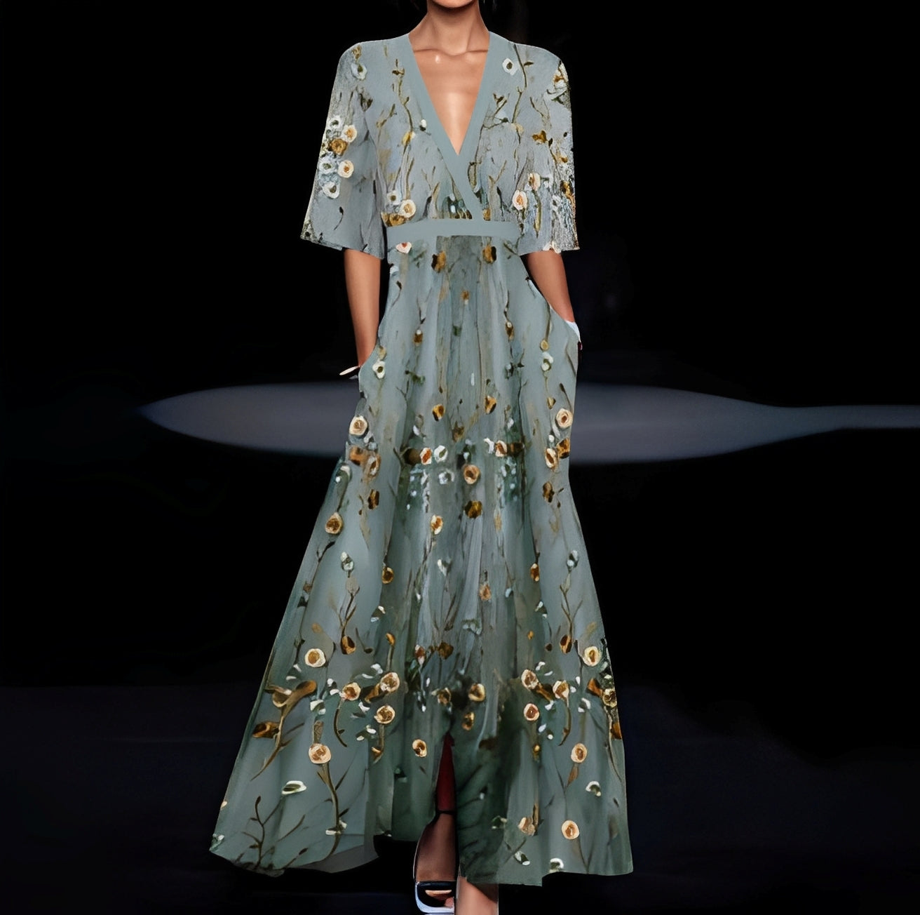 Debora - Damenlangkleid mit Blumenmuster