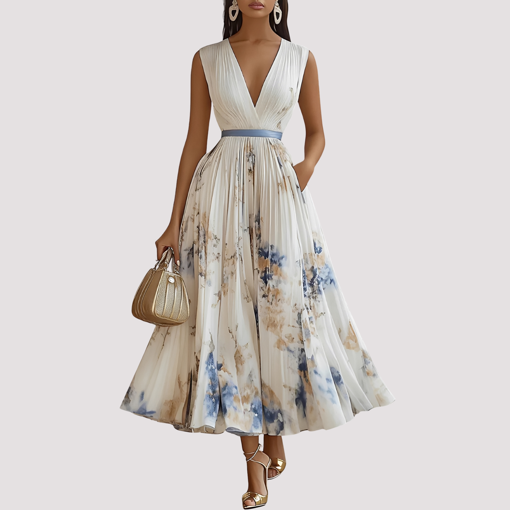 Leah - Midikleid mit Blumenprint und langen Ärmeln