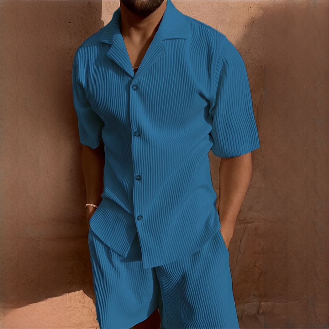 Junmar - Herren-Set aus Hemd und Shorts, leger