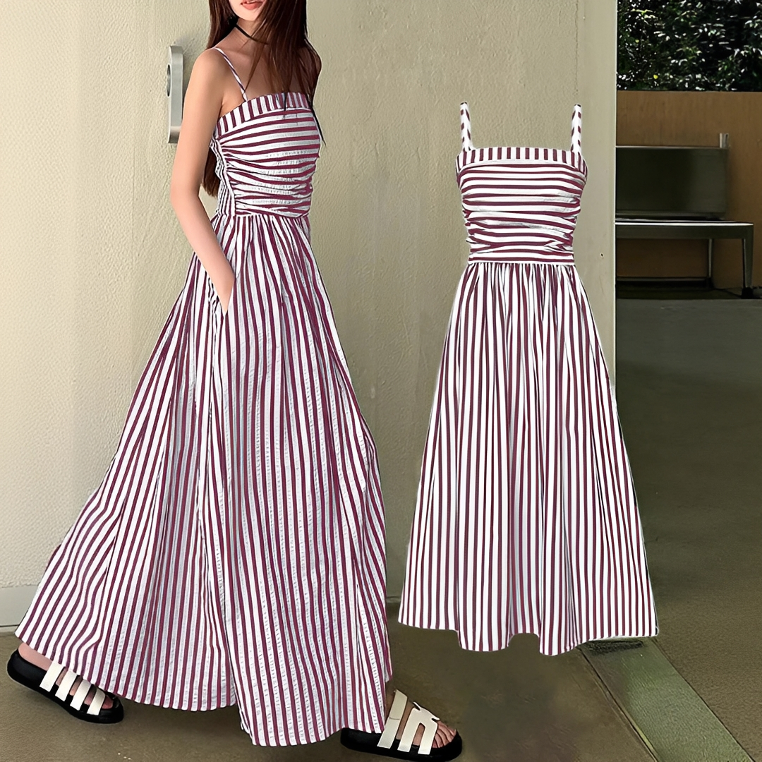 Cindy - Elegantes Maxikleid mit Streifen