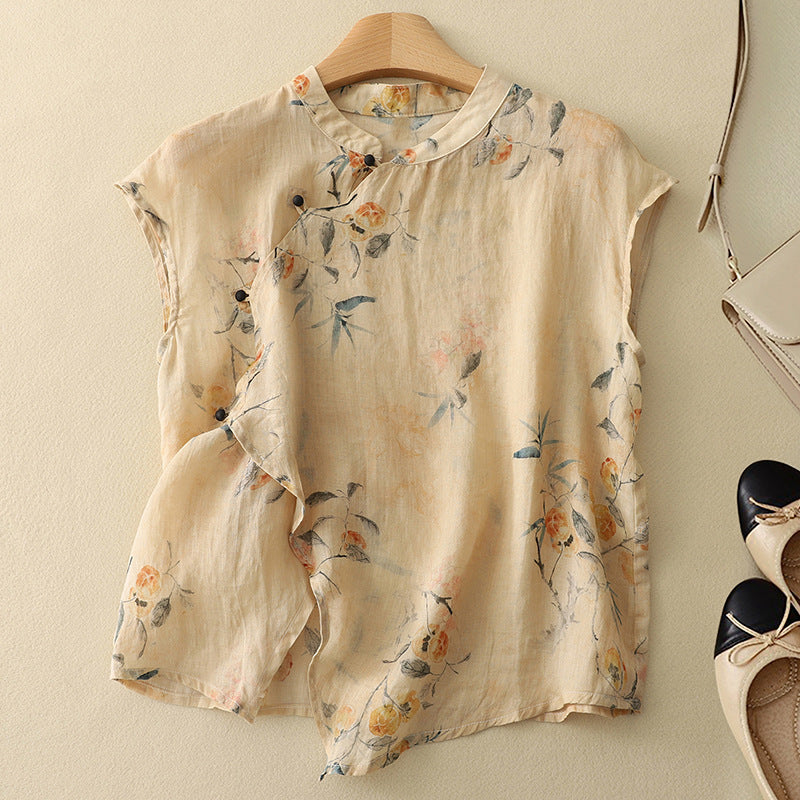 Diana - Bluse ohne Ärmel mit Blumendesign