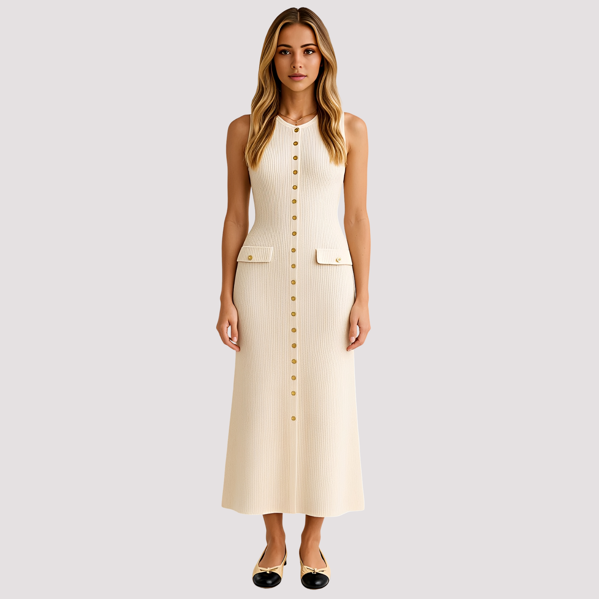Jorja - Elegantes Midikleid mit Knopfakzenten